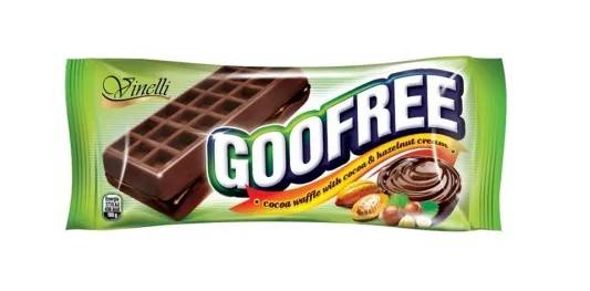 GooFree kakaós piskóta kakaós-mogyorós töltelékkel (zöld) 50g 