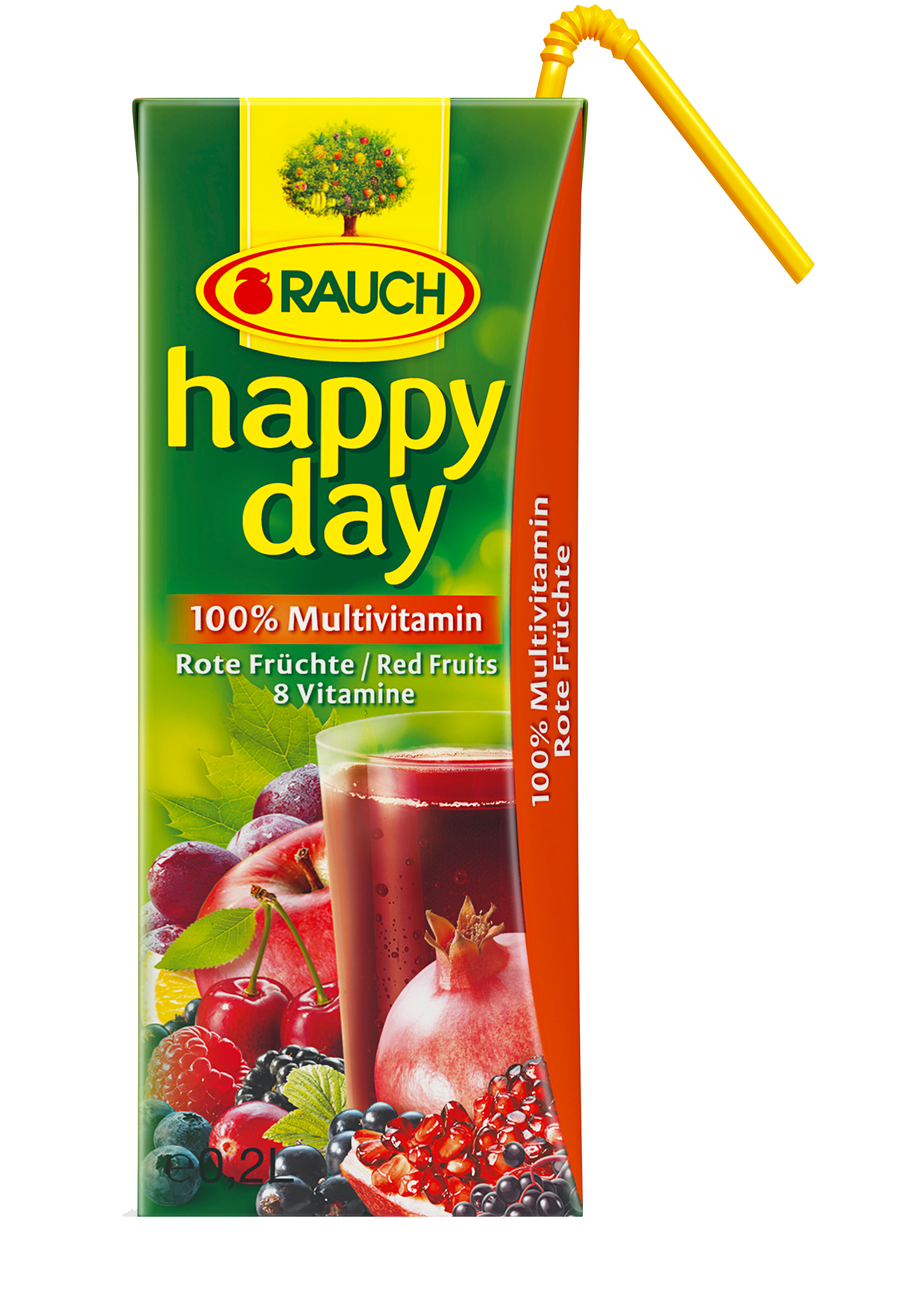 Happy Day szívószálas Piros Multivitamin 100% 0,2l 1,27