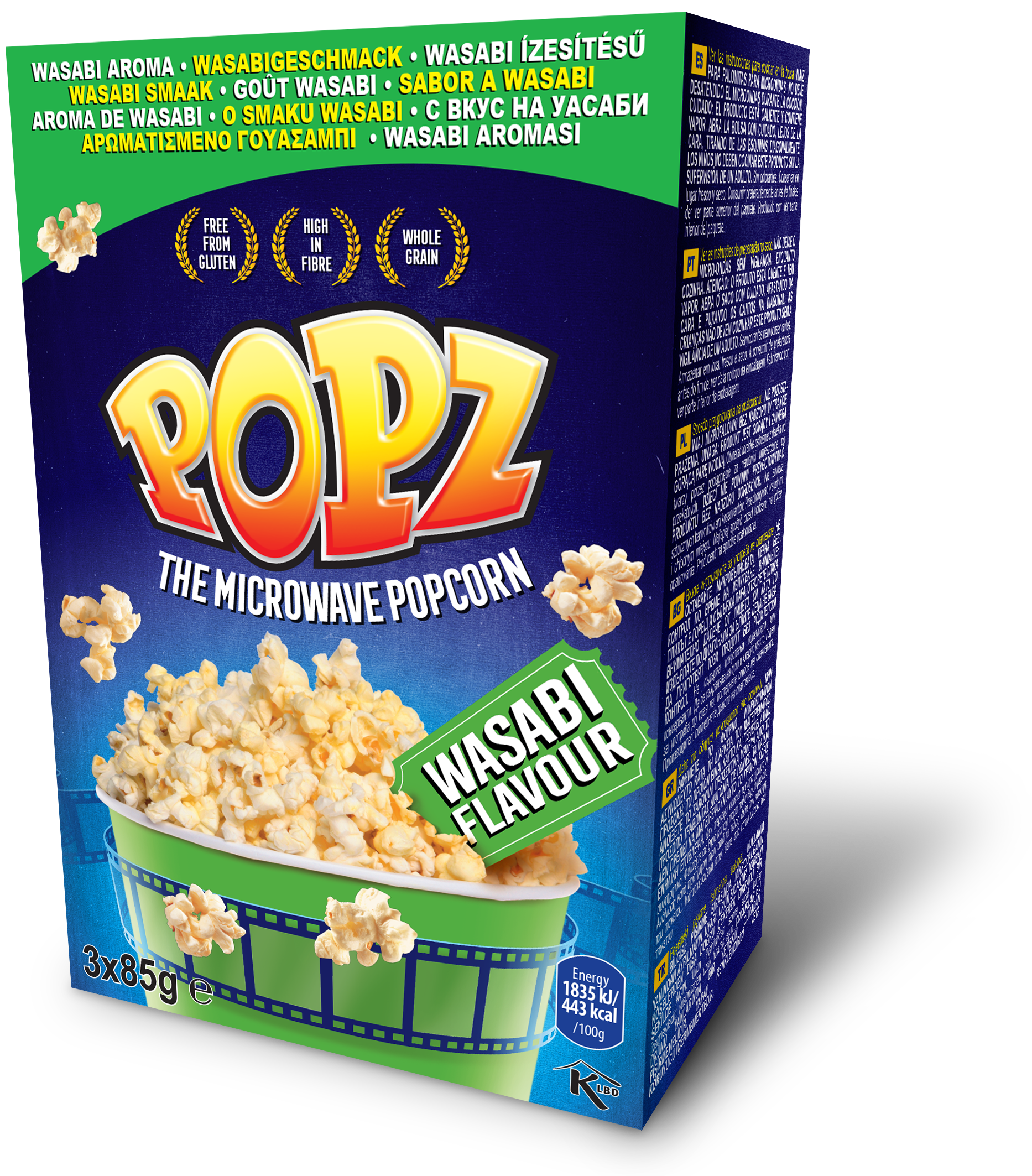 POPZ Wasabi popcorn 3PACK 3x80g 