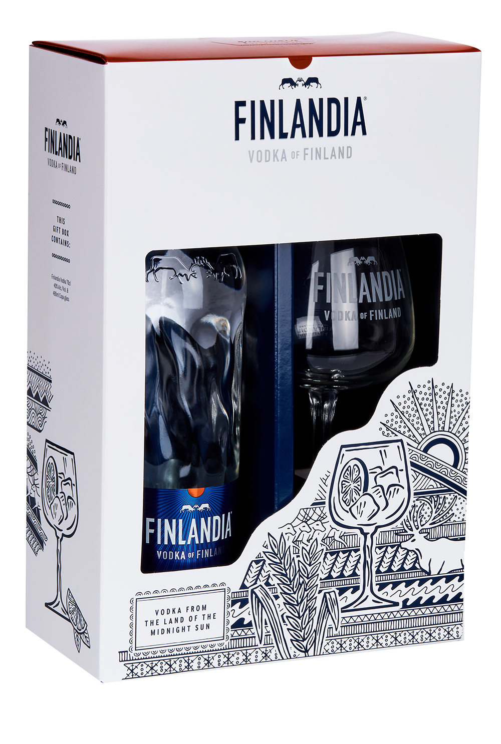 Finlandia 0,7l  díszdobozban + 2 pohár  DRS