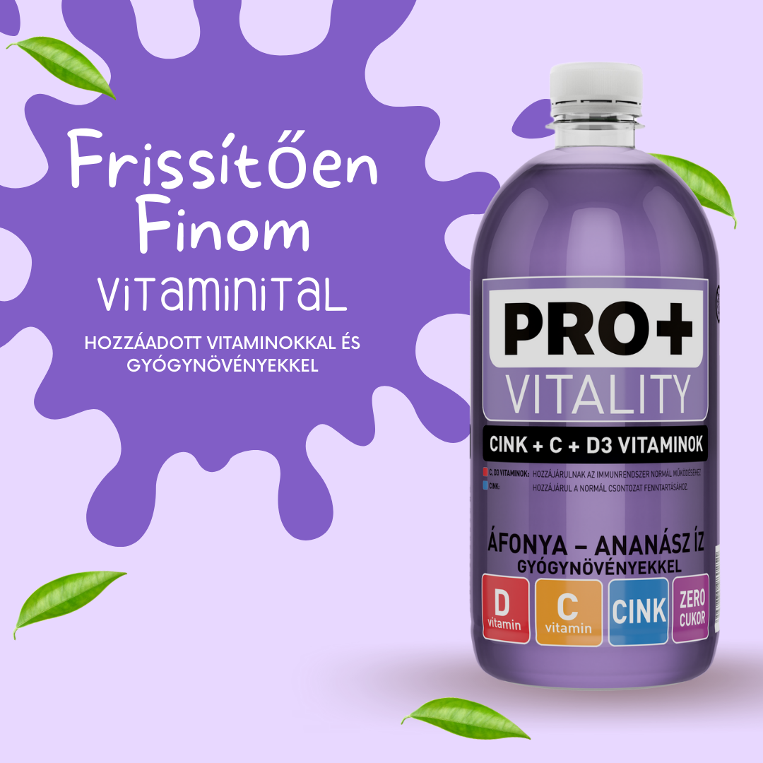 Power Pro+ Vitality Áfonya-ananász Zn, C, D 750ml 