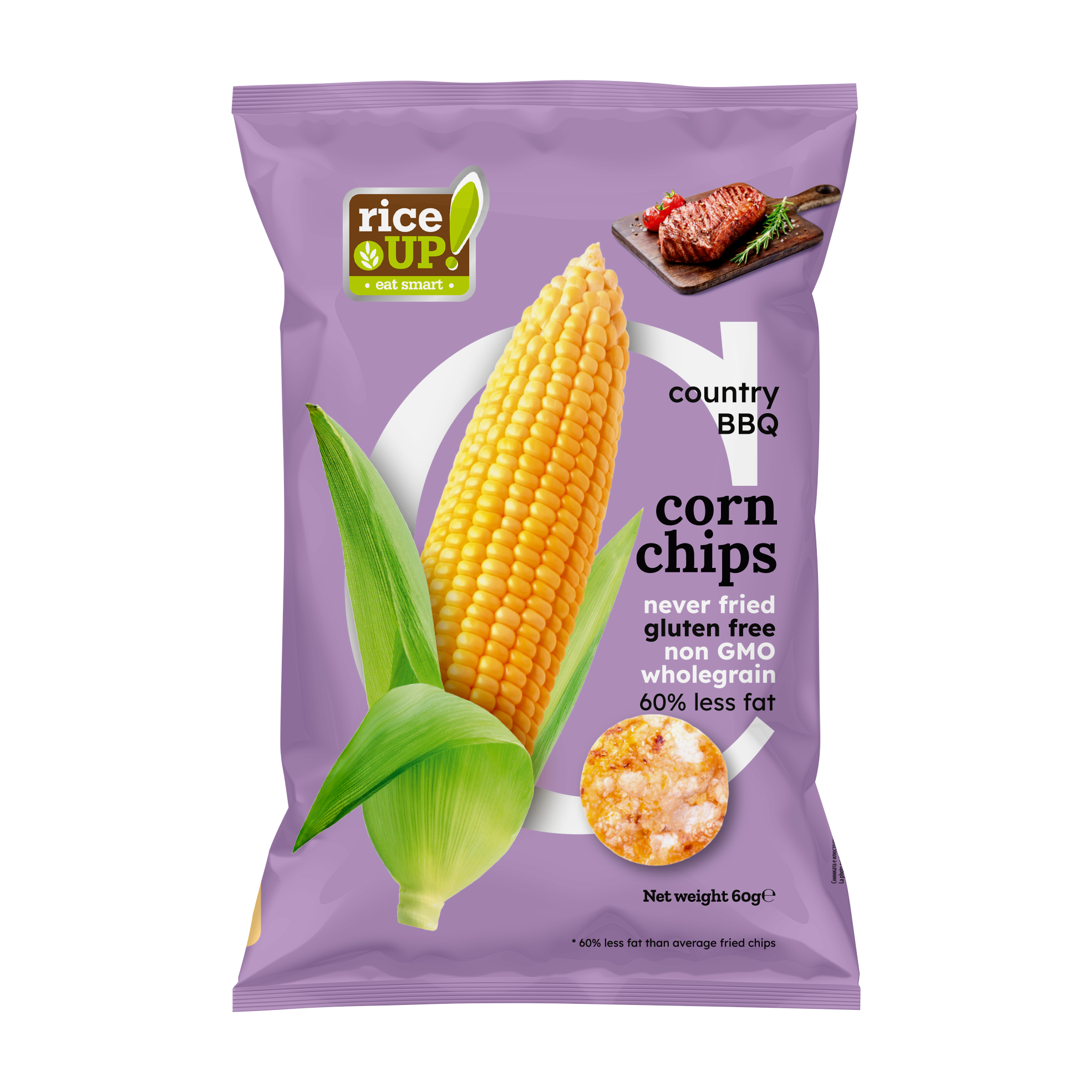 Rice Up! kukorica chips BBQ ízű 60g  