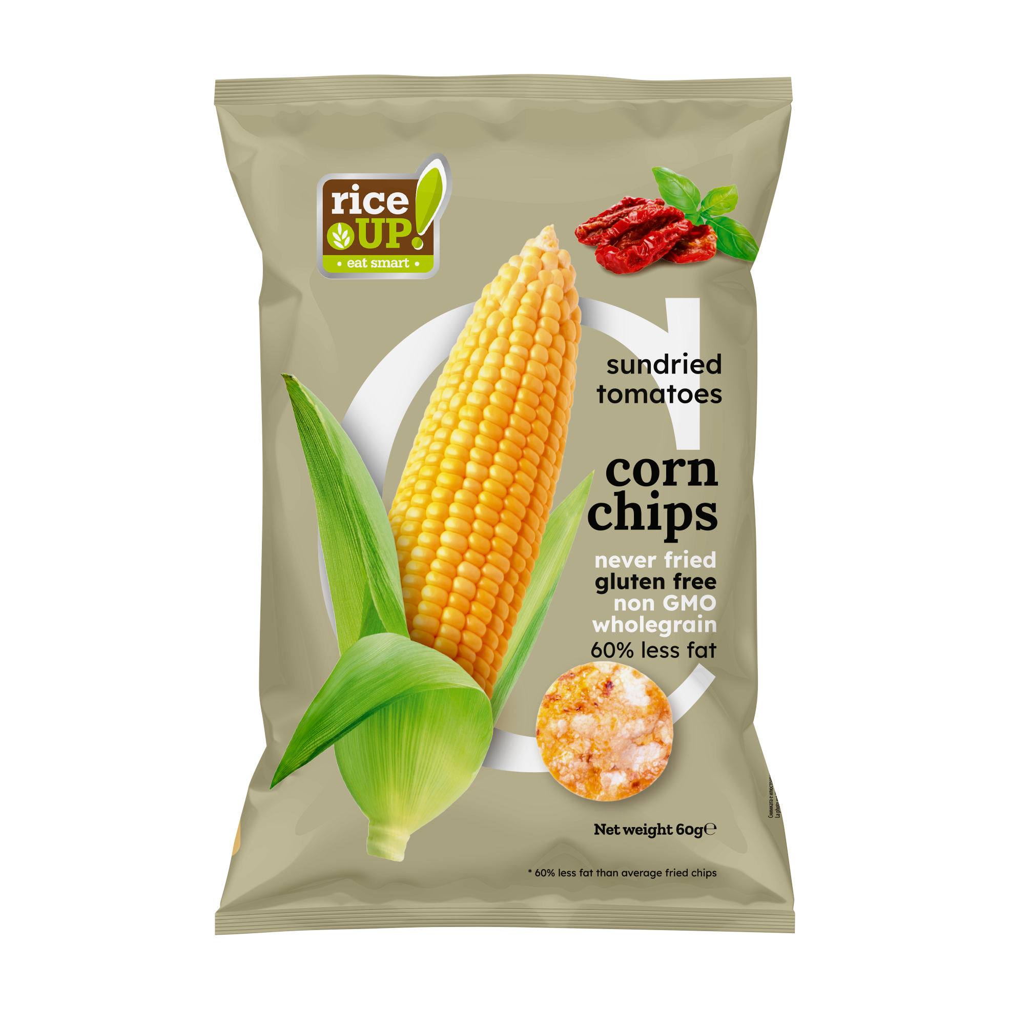Rice Up! kukorica chips Szárított paradicsom ízű 60g 