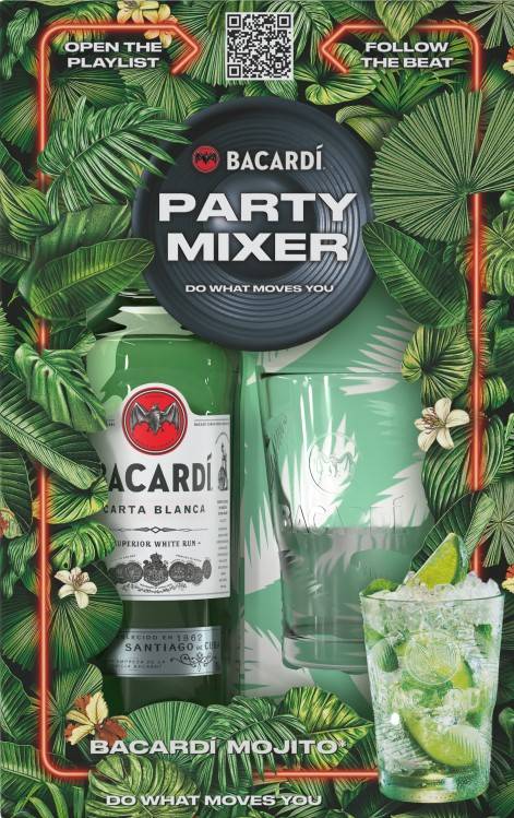 Bacardi Carta Blanca 0,7l díszdobozban + 1 pohár 