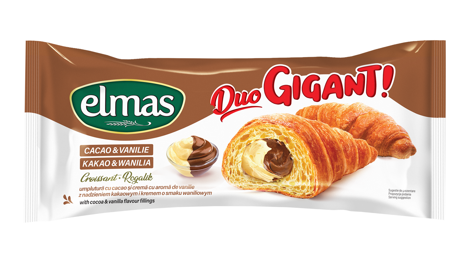 ELMAS Croissant GIGANT Kakaó-Vanília 160g  