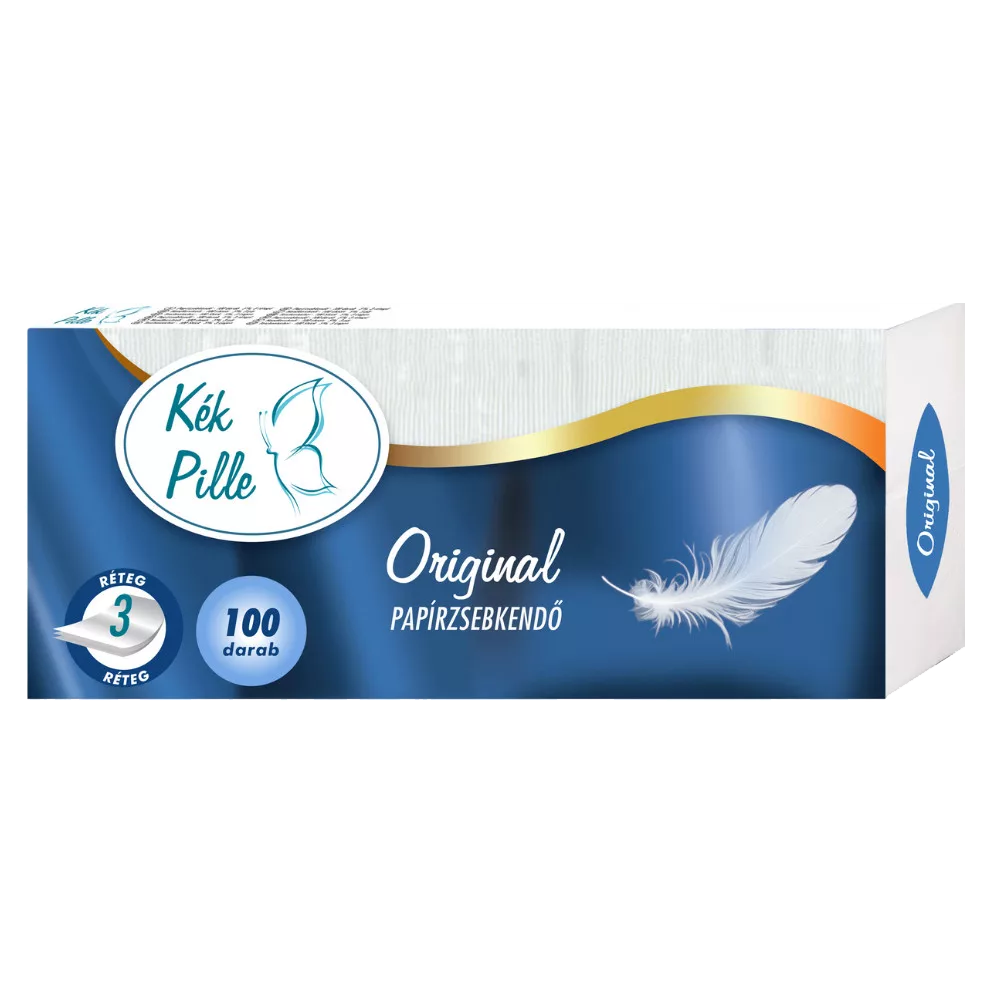 Kék Pille papír zsebkendő 3 rétegű original 100db-os 