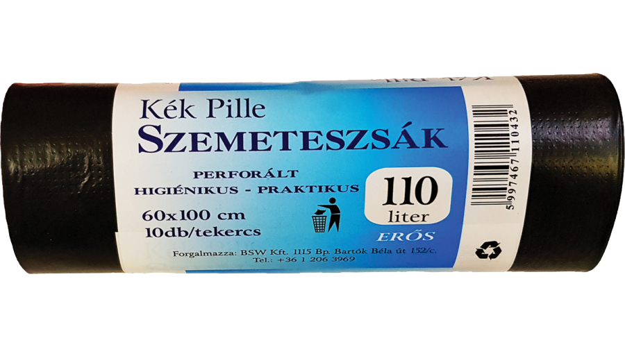 Kék Pille szemeteszsák 110l fekete 10db-os 
