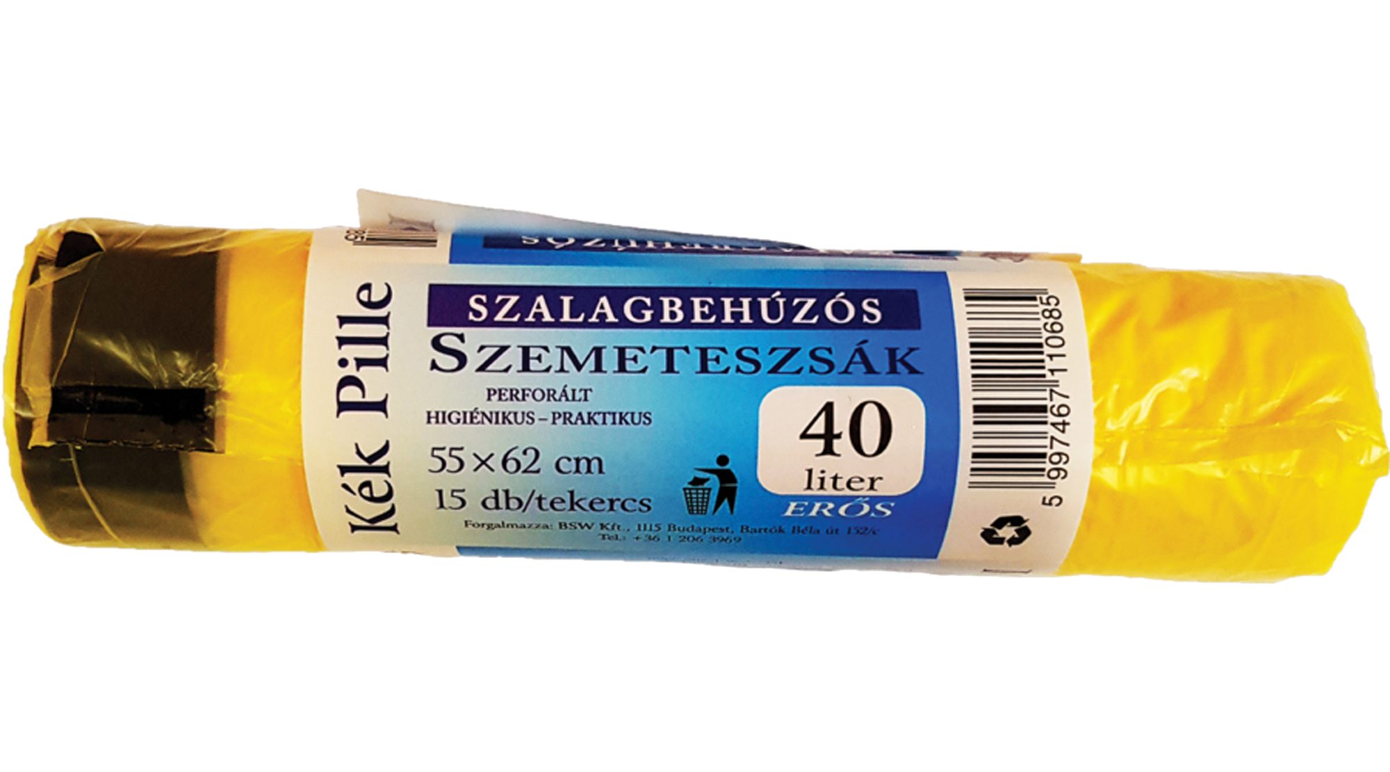 Kék Pille szalagbehúzós szemeteszsák 40l 15db-os 