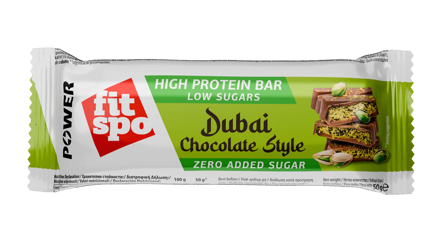 FitSpo High Protein bar Dubai Chocolate 50g 