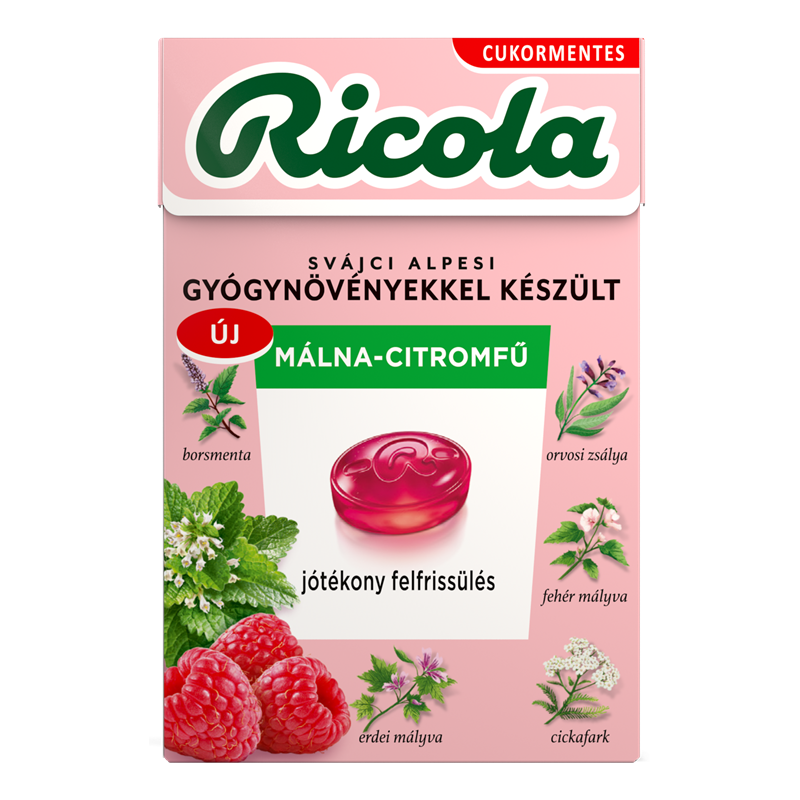 Ricola Málnás-Citromfüves cukorka 40g 