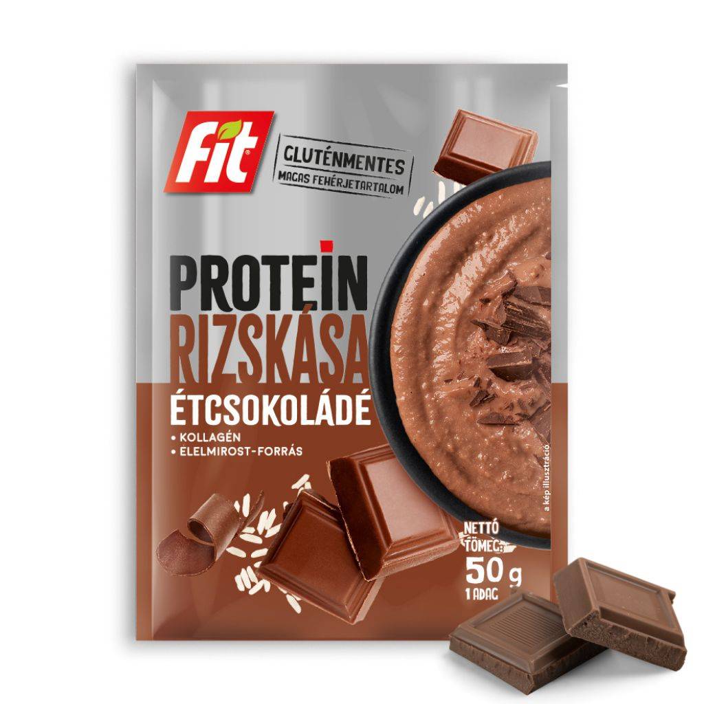 Fit Protein Rizskása kollagénnel és étcsokoládéval, Gluténmentes 50g 