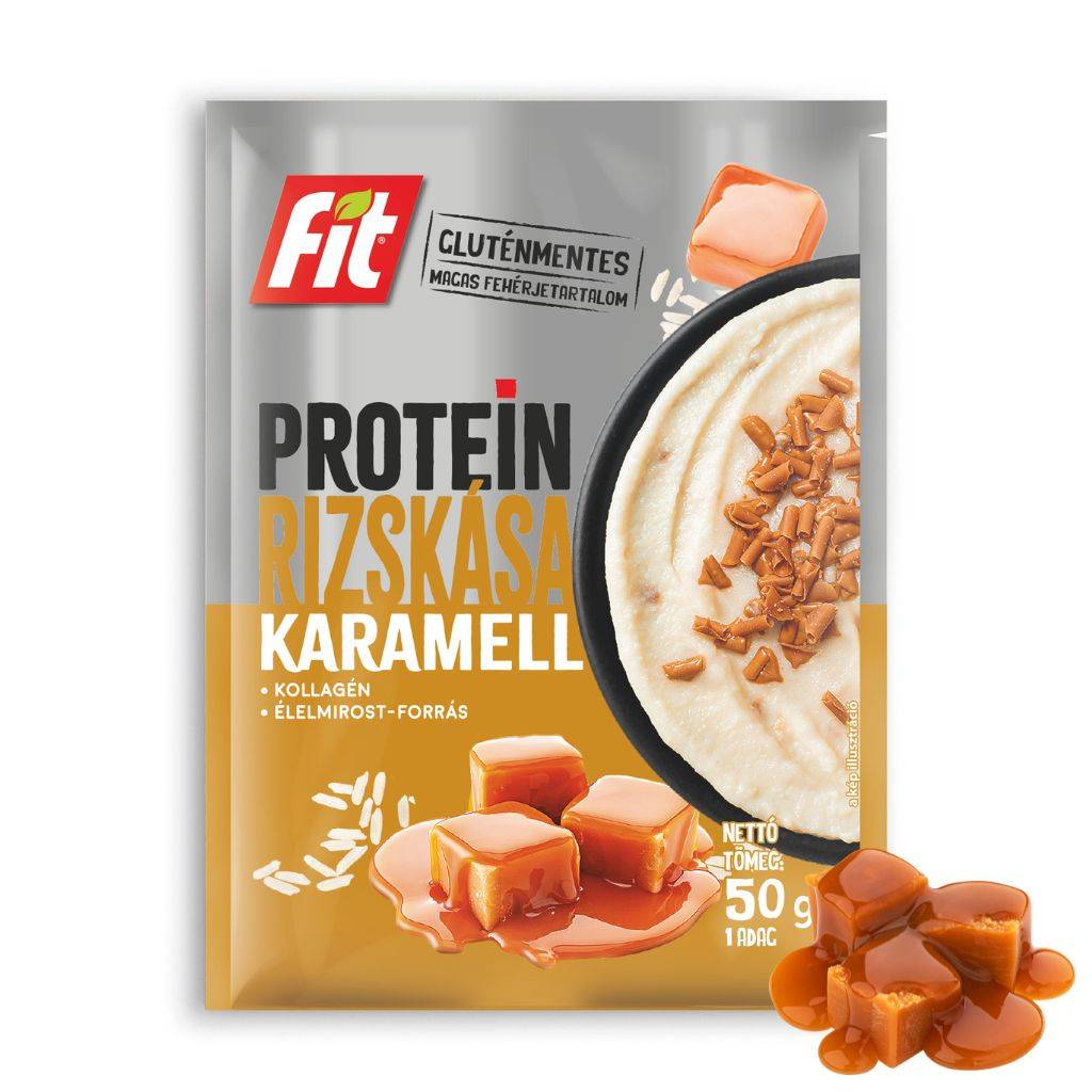 Fit Protein Rizskása kollagénnel és karamellel, Gluténmentes 50g  