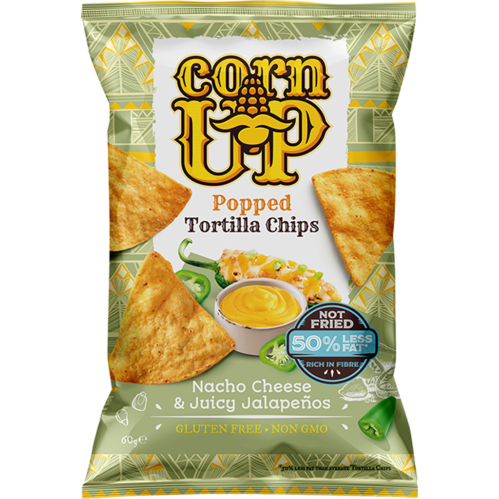Rice Up! Tortilla chips Nacho sajt és Jalapeno ízű 60g 