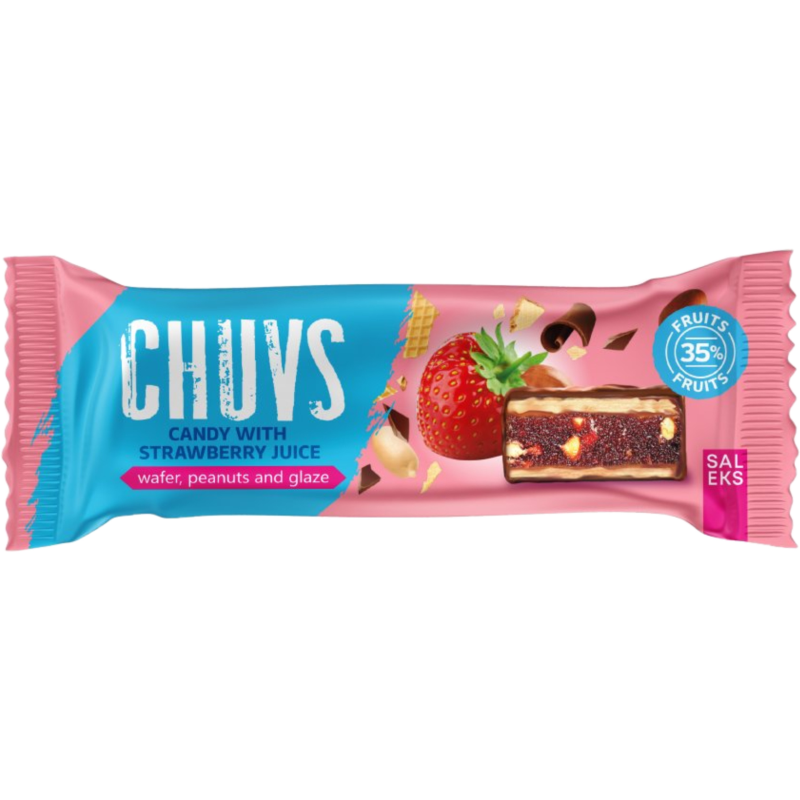 CHUVS gyümölcsszelet, pirított mogyoróval és eperrel 30g 