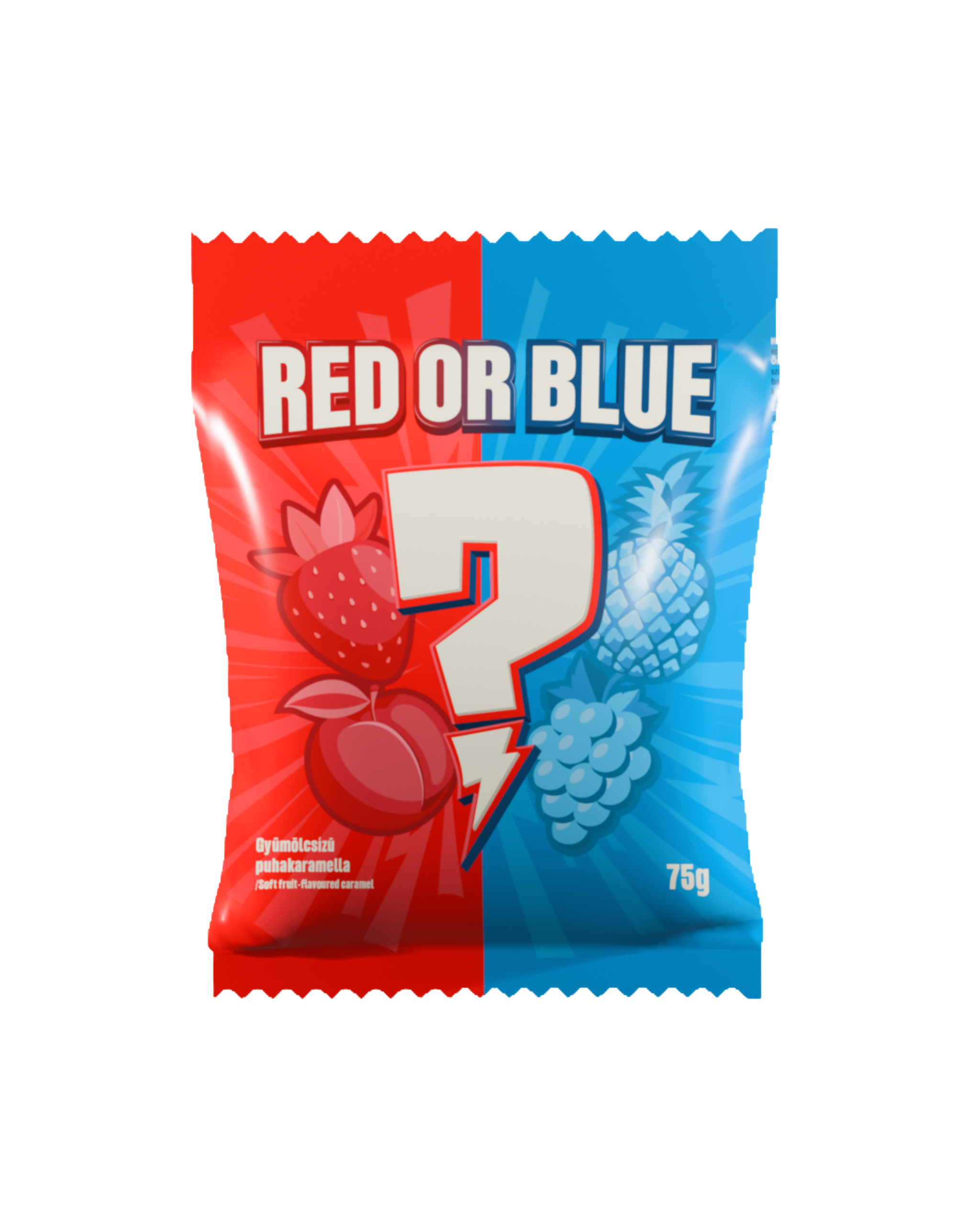 Red or Blue gyümölcsízű puhakaramella savanyú cukorbevonattal 75g 