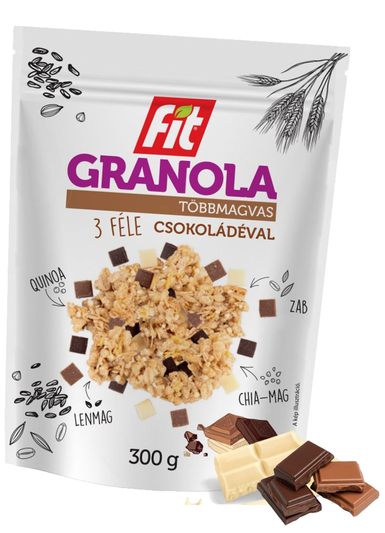 FIT Granola 3 féle Csokoládéval 300g 