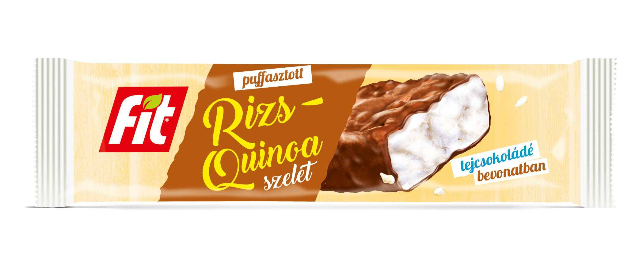 FIT Puffasztott rizs-quinoa szelet tejcsokoládé bevonattal 18g 