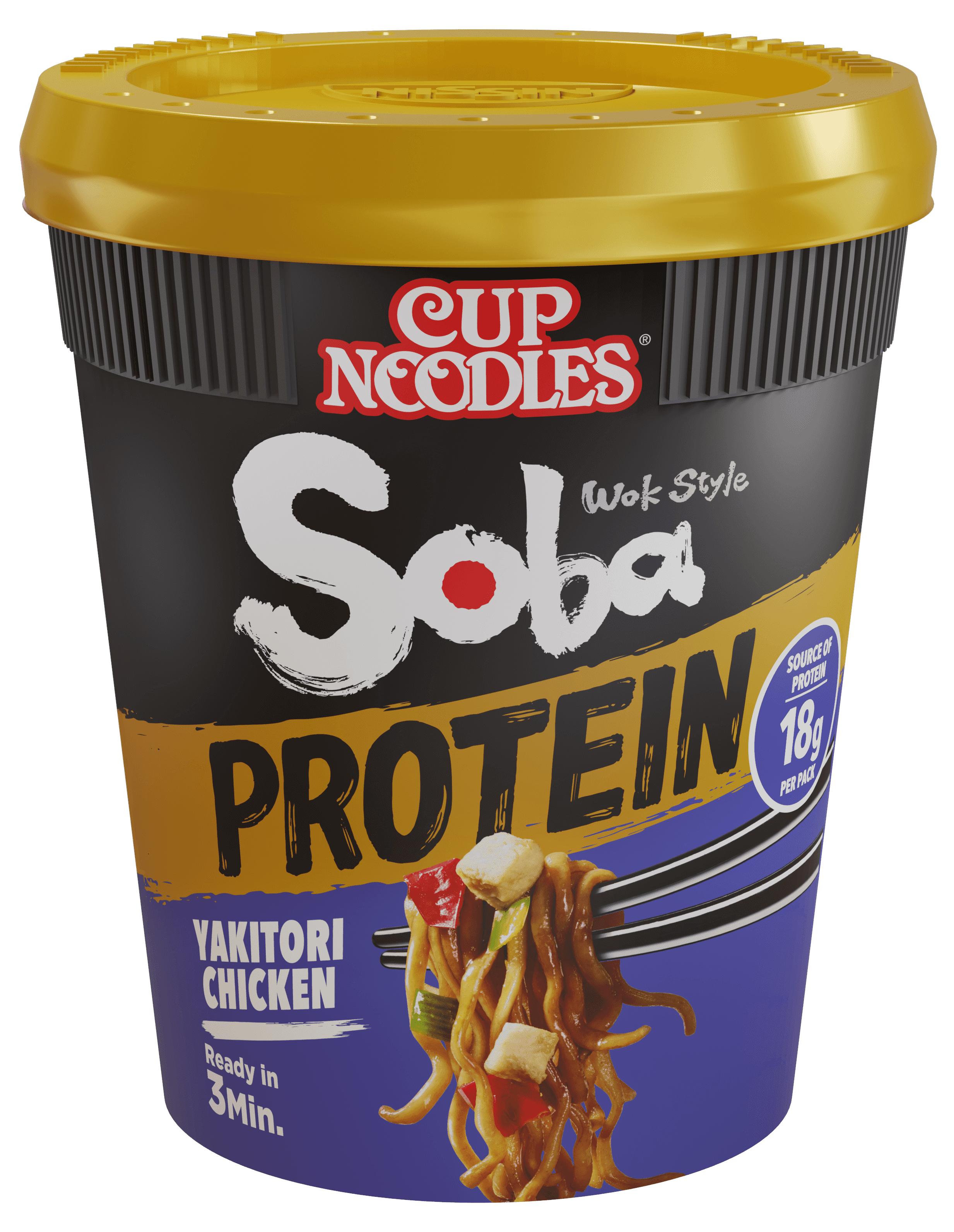 Nissin PROTEIN Soba Cup Yakitori Chicken 90g  (X)