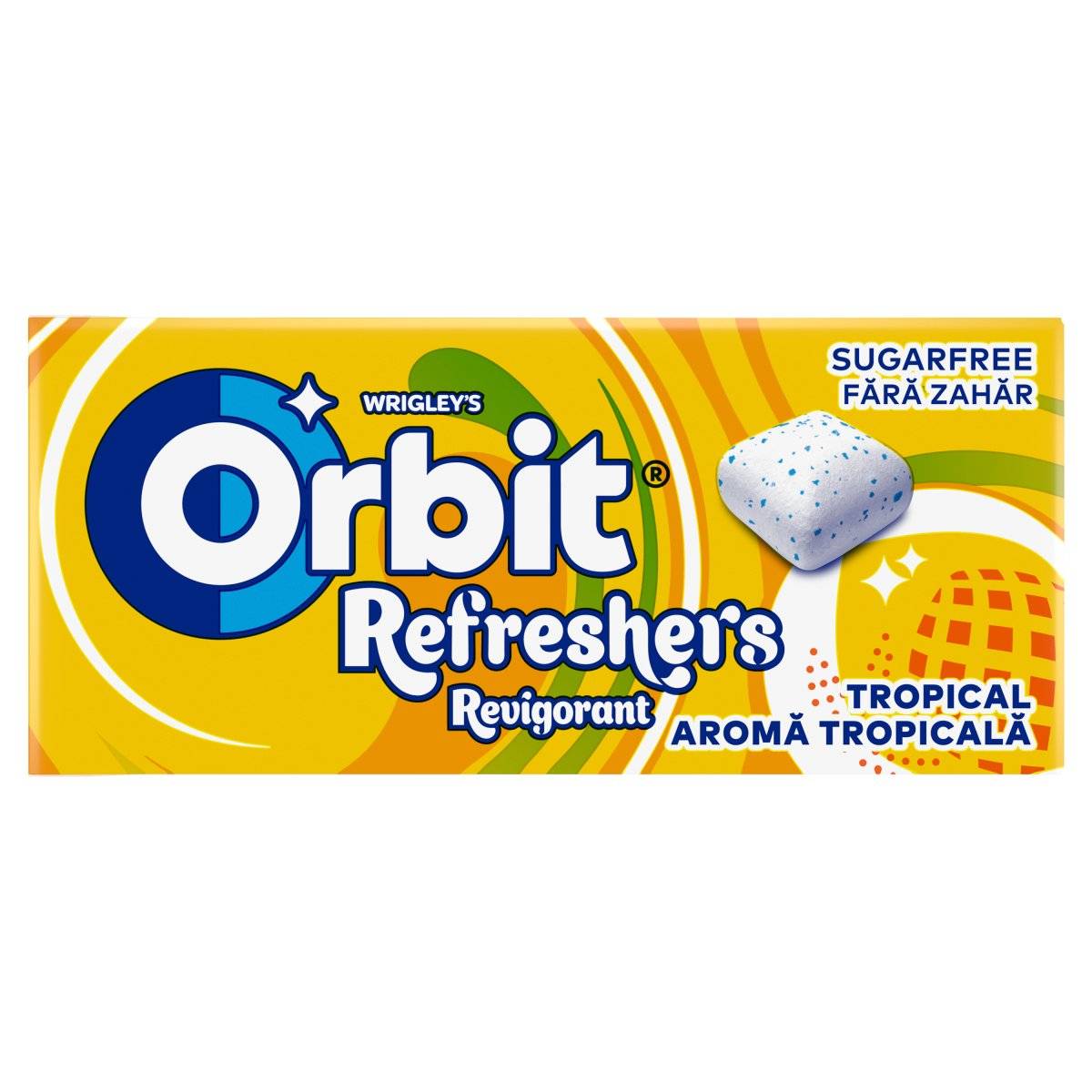Orbit Refreshers Tropical gyümölcsízű cukormentes rágógumi (8db) 